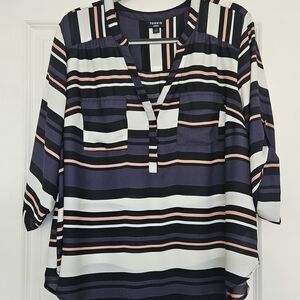 Torrid Purple, Pink, and White Striped Blouse